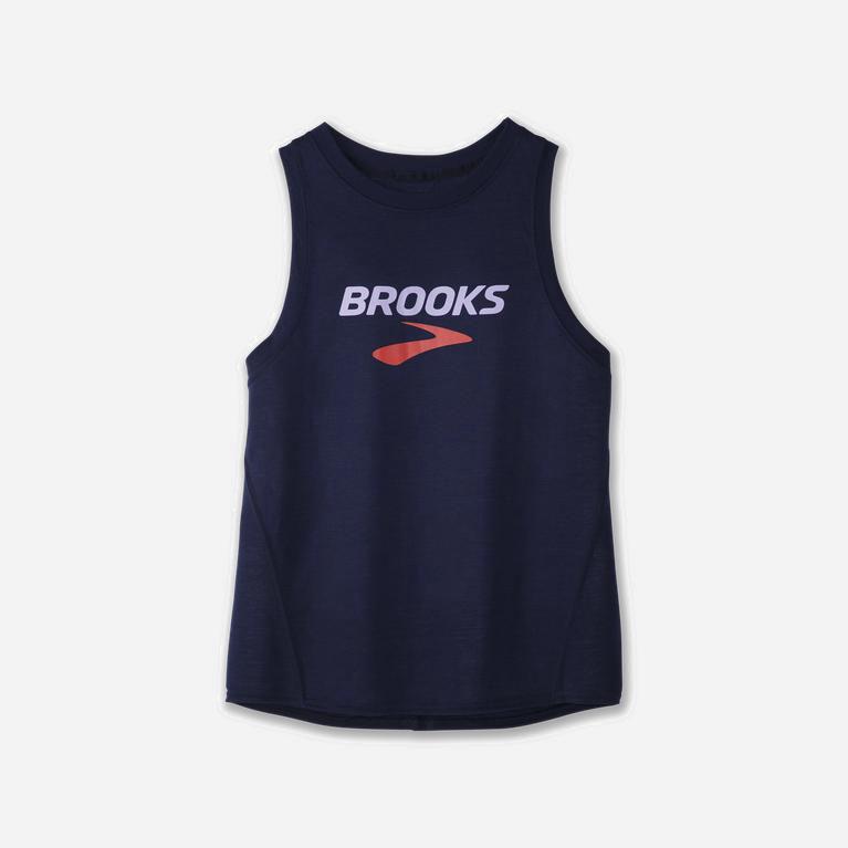 Brooks Distance Graphic Running Tank Dame Tilbud - Marineblå - Norge (ZQM832967)